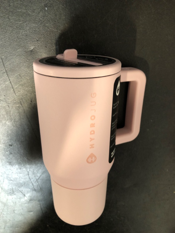Photo 1 of HydroJug Traveler - 32 oz Water Bottle with Handle & Flip Straw - Fits in Cup Holder, Leak Resistant Tumbler-Reusable Insulated Stainless Steel & Rubber Base - Gifts for Women & Men, Pink Sand