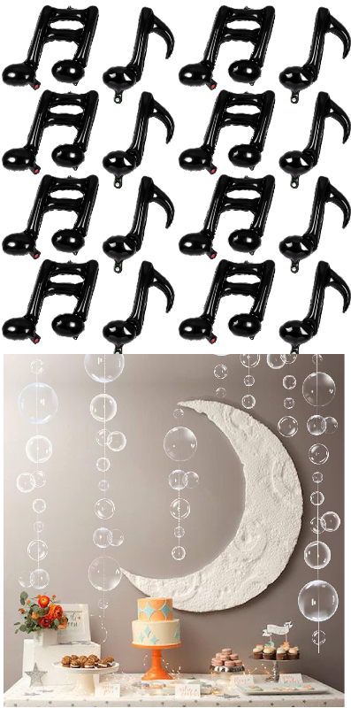 Photo 1 of 2 Item Seasonal & Party Supplies | 18 PCS Black Note Balloons + Transparent Bubble Garlands Mermaid Party Decoration