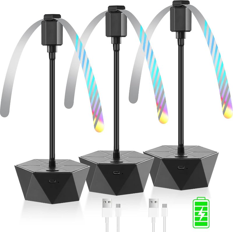 Photo 1 of Fly Fans for Tables Rechargeable Fly Repellent Fans for Indoor Outdoor Keep Flies Away, Flies Spinner Table Top with Holographic Blades, Bug Traps for Picnic, Party, BBQ (Black, 3Packs)