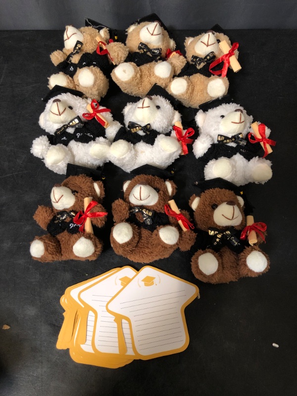 Photo 1 of 6 Pack 5.5Inch Bear Plush Gift Bear Stuffed Animal with Accessories and Cards Halloween Christmas Graduation Birthday Party Favors (Cool) (Classic Graduation, Pieces, 6)