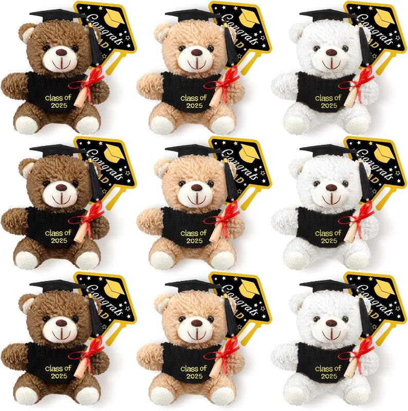 Photo 1 of 6 Pack 5.5Inch Bear Plush Gift Bear Stuffed Animal with Accessories and Cards Halloween Christmas Graduation Birthday Party Favors (Cool) (Classic Graduation, Pieces, 6)