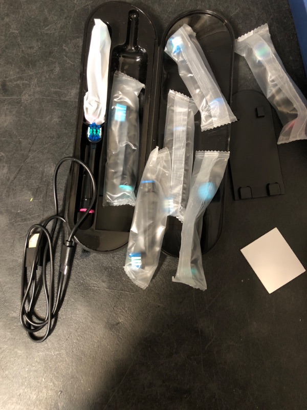 Photo 1 of R6 Rotating Electric Toothbrush for Adults, Fast Charge, Come with 8 Brush Heads (2 Types) and Travel Case, 5 Modes, 50000VPM Powered Toothbrush, 2 Minute Timer
