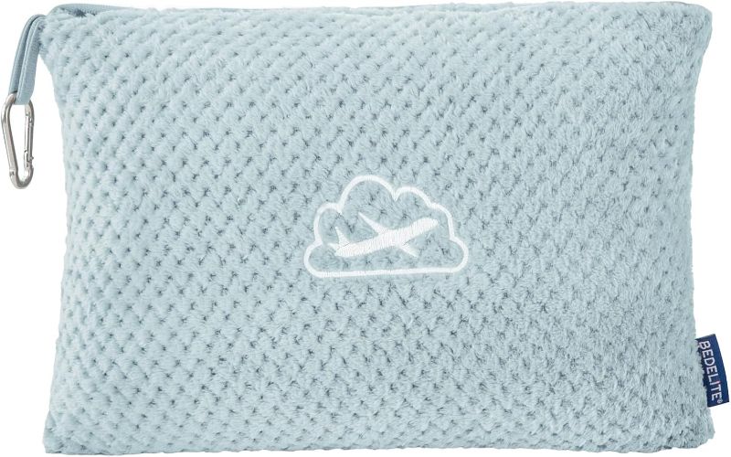 Photo 1 of BEDELITE Travel Blanket with Bag, Ultra-Soft Jacquard Fleece Blanket with Luggage Sleeve & Backpack Clip, Airplane Blanket Travel Essentials, Blue
