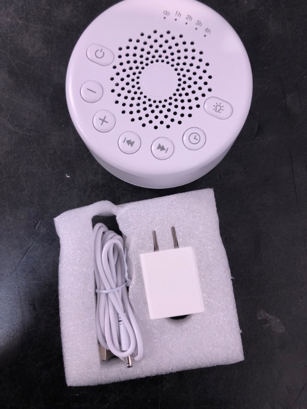 Photo 1 of Sound Machine Easysleep White Noise Machine with 25 Soothing Sounds and Night Lights with Memory Function 32 Levels of Volume and 5 Sleep Timer Powered by AC or USB for Sleeping Relaxation (White)