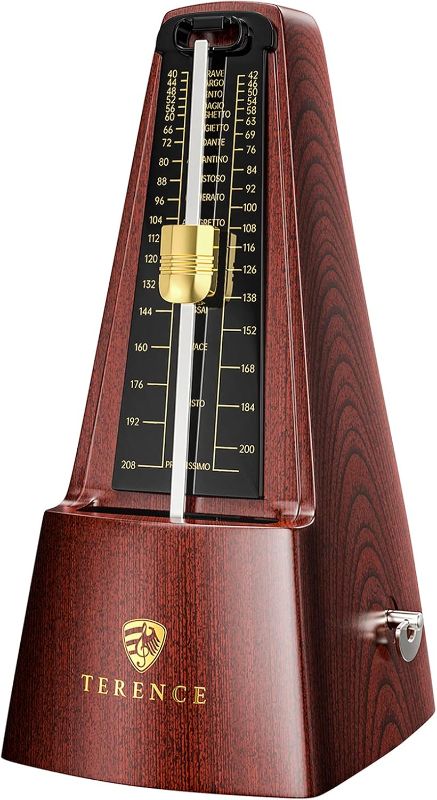 Photo 1 of Mechanical Metronomes for Piano Guitar Violin Bass Drum and Other Musical Instruments Loud Sound and High Precision Track Beat and Tempo for Beginners (Wood Grain)