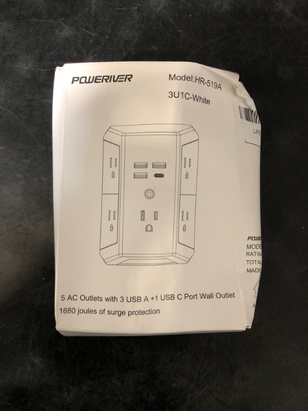 Photo 1 of Philips 6-Outlet Extender Surge Protector, Wall Tap, 900 Joules, 3-Prong, Space Saving Design, Protection Indicator LED Light, ETL Listed, White, SPP3461WA/37