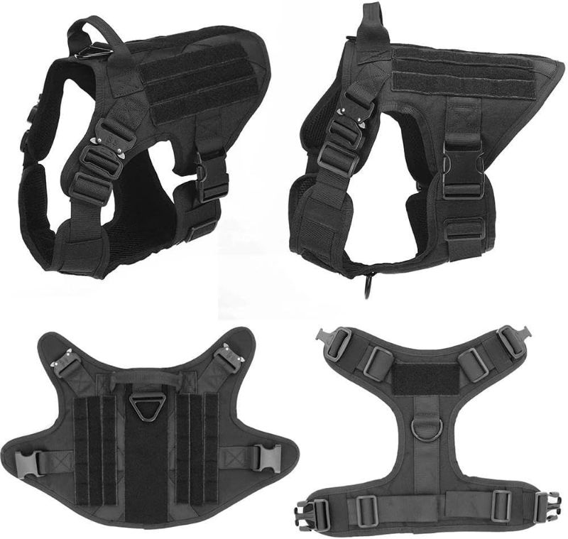 Photo 1 of  (Black, M) No-Pull Tactical Dog Harness for Large Dogs – Adjustable 1000D Nylon Vest with Reflective Straps, Heavy-Duty Training Harness & Leash Set – Service, Military & Police K9 Gear