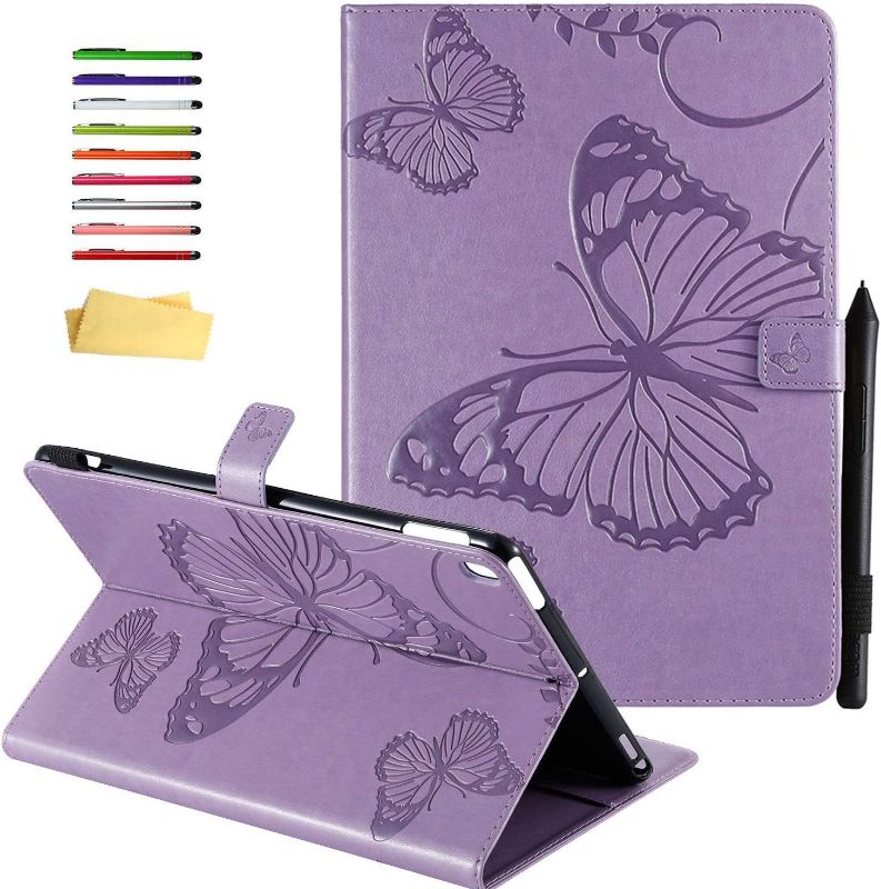 Photo 1 of for iPad 9th/8th/7th Generation Case 10.2" 2021/2020/2019,iPad Air 3rd Gen 10.5" 2019 & Pro 10.5 Case with Stand/Pencil Holder [Auto Wake/Sleep] Embossed PU Leather Cover, Purple Butterfly