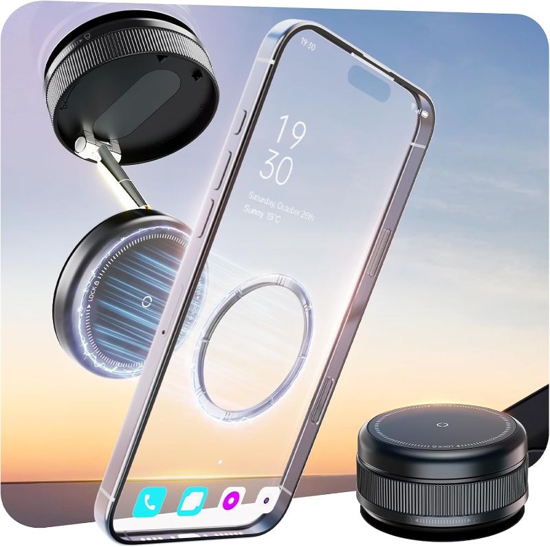 Photo 1 of 2026 Upgraded 360° Vacuum Magnetic Car Phone Holder for Magsafe [96+LBS Strongest Suction & 2800gf Strongest Magnetic], Adjustable Car Phone Mount for Your Car/Gym/Mirror/Shower for iPhone & Android