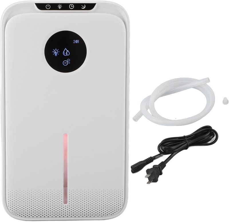 Photo 1 of Quiet Dehumidifier, Auto Shut Off Home Dehumidifier with PET Filter Drain Hose, 2.5L Water Tank 1.2L D, for Bedroom Basement RV (US Plug)