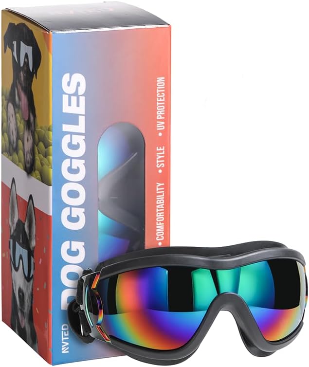 Photo 1 of NVTED Dog Sunglasses Dog Goggles, UV Wind Dust Fog Protection Pet Glasses Eye Wear with Adjustable Strap for Medium or Large Size (Laser)