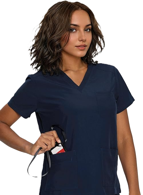 Photo 1 of S Scrubs for Women, V-Neck Scrubs Top & Cargo Pants with 12 Pockets, Yoga Waistband, 4 Way Stretch