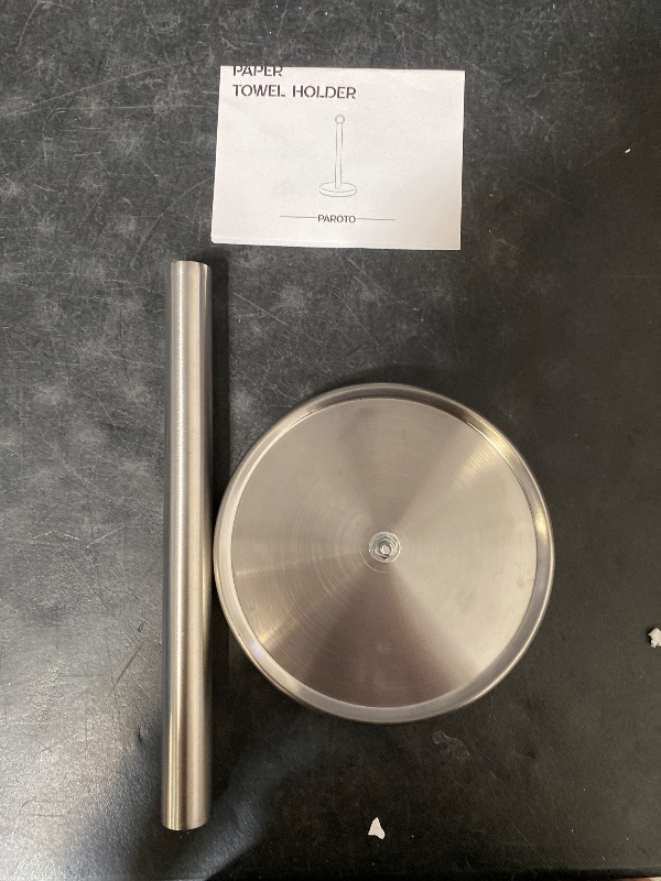 Photo 1 of Paper Towel Holder Countertop, Stainless Steel, Weighted Base, Paper Towel Stand Holder for Kitchen Bathroom Farmhouse Essentials Decor Accessories, Silver