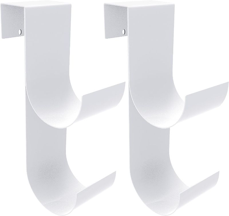 Photo 1 of 2 PCS Pool Fence Hooks for Pool Equipment, White Heavy Duty Fence Hooks for Pool Poles, Slipe-on Fence Hanger for Pool Hose Pool Skimmer, Fit 3/4 Inch to 1-1/4 inch Railing