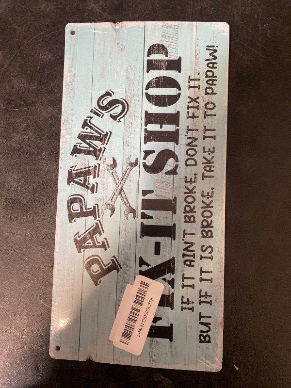 Photo 1 of Vintage "Papaw's Fix-It Shop If It Ain't Broke, Don't Fix It. But If It Is Broke, Take It To Papaw" Decor Sign, Printed Wood Plaque Sign, Hanging Wood Sign Home Decor, Gift for Grandpa 12"x6"