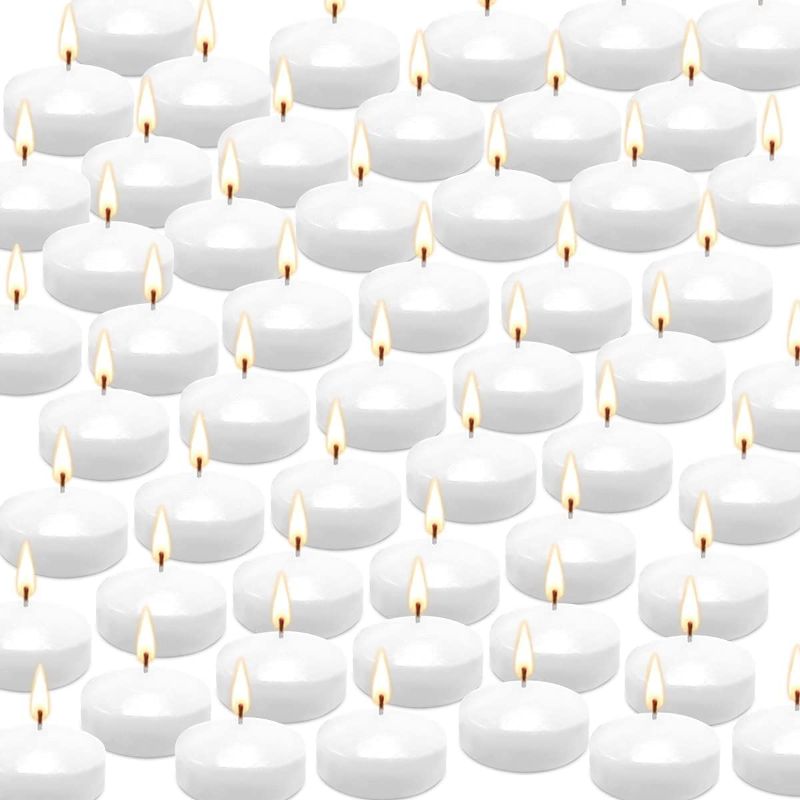 Photo 1 of 50 Pack of 2-Inch White Floating Candles - Ideal for Weddings, Home Décor, Spa Baths, and Romantic Settings