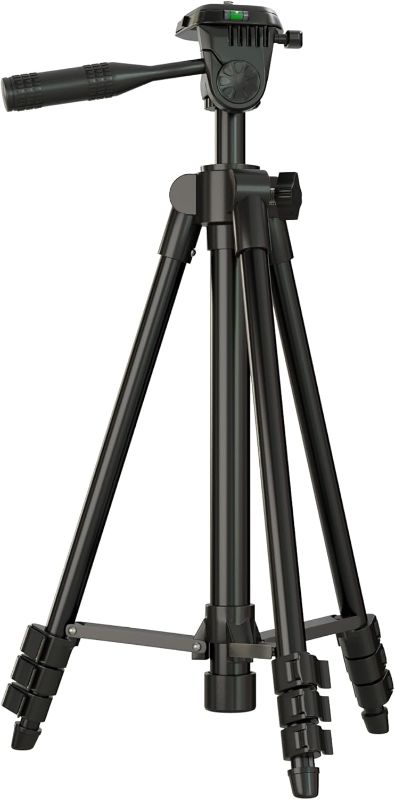 Photo 1 of Laser Level Tripod Phone Stand: 51-Inch Aluminum Lightweight Tripod with 1/4" Screw Mount, Phone Holder and Bubble Level for iPhone and Line Lasers Measuring Tools, Carry Bag Included | Matte Black