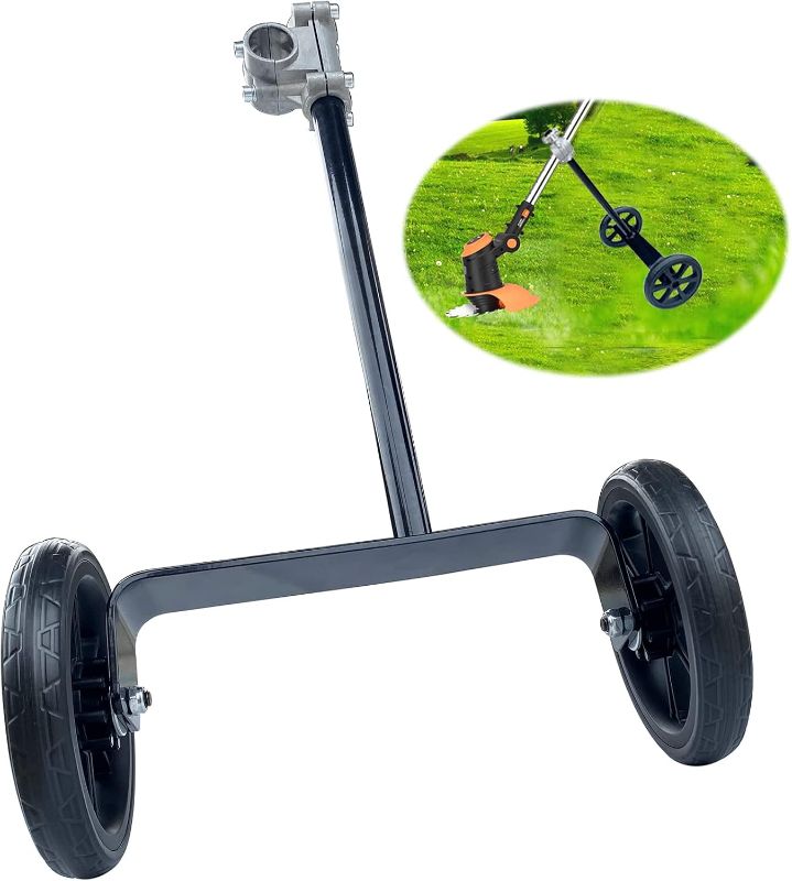 Photo 1 of 19.48" Adjustable Height String Trimmer Support Wheel with 26mm Handle Clamp, 6" Wheels Walk Behind String Trimmer Auxiliary Attachment for Easy Push Weed Trimmer Grass Cutter