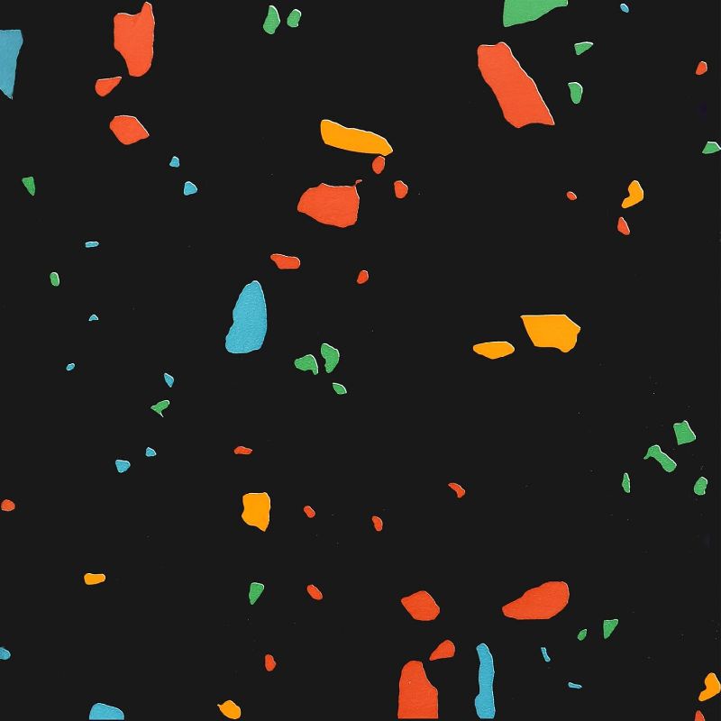 Photo 1 of VaryStyle 18-Sheet Vinyl Flooring Black Colorful Terrazzo Floor Tiles Peel and Stick Waterproof Bathroom Flooring Tile 12x12 Inch Removable Self Adhesive Thick Stick on Floor Tiles for Kitchen Bedroom