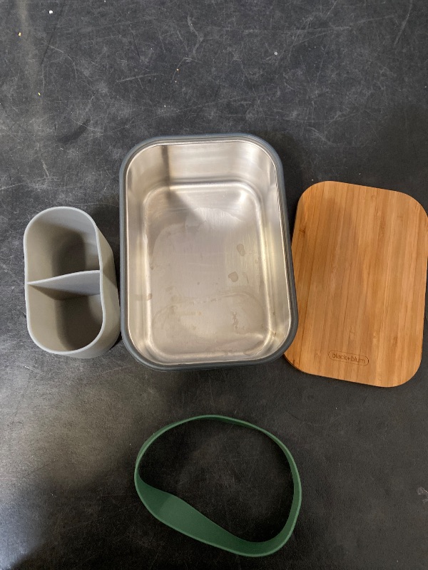 Photo 1 of Black+Blum Stainless-Steel Sandwich Box Large | Plastic Free Meal Prep Lunch Box Food Container with Bamboo Lid, Olive, Large, 1.25L/ 42 fl oz
