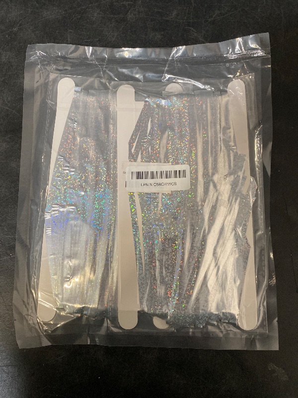 Photo 1 of Foil Fringe Curtains - 2 Packs 3ftx8ft Sparkle Metallic Curtains Party Decorations Photo Booth Decorations Party Supplier - Sliver