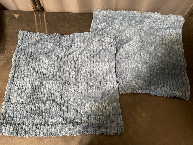 Photo 1 of 2 Packs Dusty Blue Decorative Throw Pillow Covers 18x18 Inch for Couch Bed Sofa, Modern Farmhouse Boho Home Decor, Soft Cute Plush Corduroy Cushion Case 45x45 CM