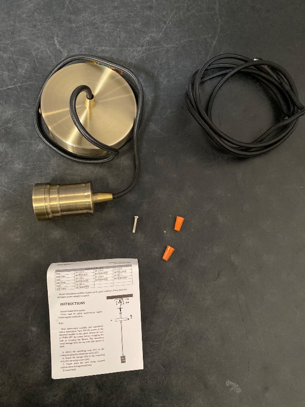 Photo 1 of Mini Pendant Light Kit - UL E26 Lamp Socket - Industrial Edison Retro Ceiling Hanging Pendant Fixture - DIY Chandelier Decor Kit Adjustable Woven Pendant Light Cord (Gold)