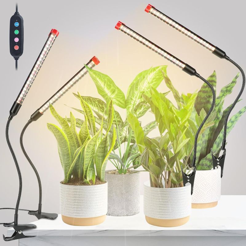Photo 1 of 4-Pack Small Clip Grow Lights for Indoor Plants, Bonsai, Succulent, Cactus, Seed Starting with Timer, 9 Watt Power Home Plug, Enough High-Intensity Like Sun, Best Gift for Plants Lover