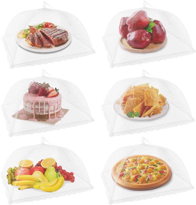 Photo 1 of NEPAK 6 Large and Tall Food Covers, 17"x17" Food Tents Food Covers for Outdoors,Pop-up Mesh Food Covers Nets for Outside,Screen Tents,Parties Picnics, BBQ,Reusable and Collapsible