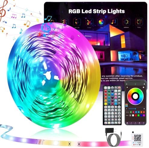 Photo 1 of 100FT Led Lights for Bedroom, Color Changing RGB Led Strip Lights Indoor, Music Sync Led Light Strip with Remote and App Control, DIY Led lights for Room Home Decor Ambient Lighting (1*100FT)