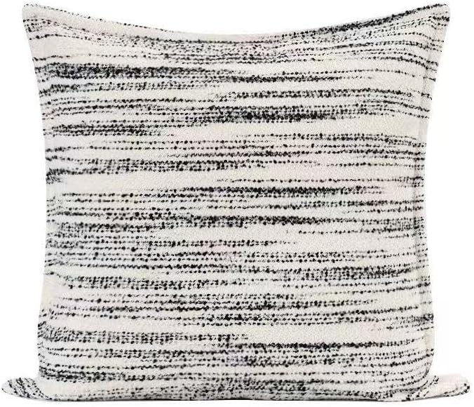 Photo 1 of White Black Boucle Accent Pillow Cover 18x18 - Textured Stripe Front Soft Velvet Back Luxury Decorative Throw Pillow Case for Sofa Bed Couch