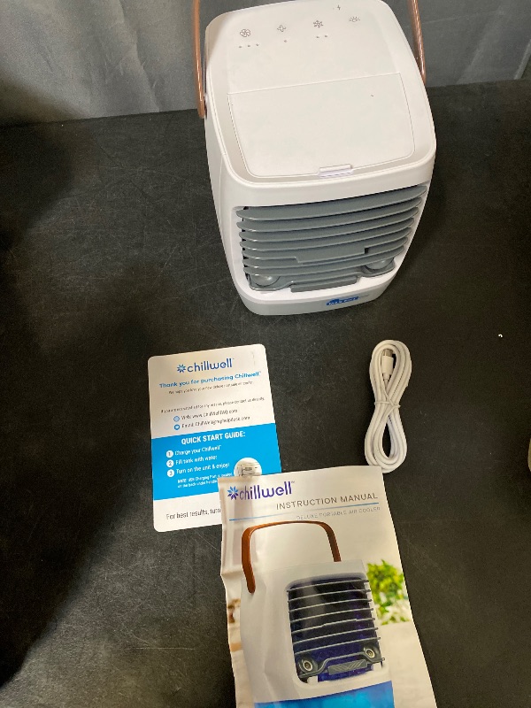 Photo 1 of ChillWell 2.0 Evaporative Air Cooler for Room - 4-Speed Mini Portable Swamp Coolers with Humidifier | Indoor Personal Cooling Unit In Bedroom, Home Office, and Camping | USB- Rechargeable, Easy Setup
