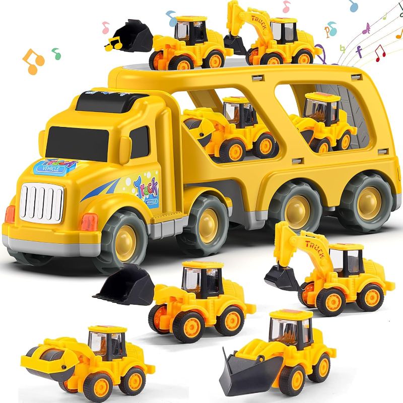 Photo 1 of Veslier Construction Truck Toys for Boys Girls Age 1 2 3 4 5 6 Years Old?Carrier Transport Trucks for Kids 1-3 3-5 Year Old?Christmas Birthday Gift Toddler Toys
