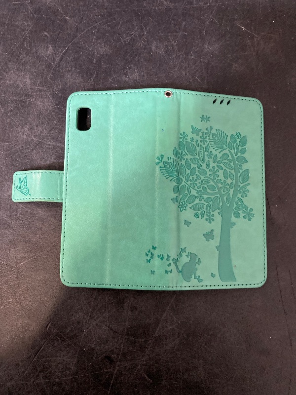 Photo 1 of Samsung Galaxy A10e Wallet Case with Screen Protector,Galaxy A10e PU Leather Protective Case Emboss Love Tree Cat Folio Magnetic with Card Holder Kickstand Flip Case for Samsung Galaxy A10e Green