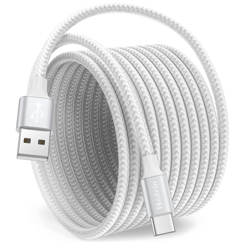 Photo 1 of White USB C Cable 10 ft, Long USB A to USB C Cable Fast Charging, USBC Charger Cord Braided Compatible with iPhone 16 15 Pro Max Plus, for Samsung Galaxy S21 Note 10, Pixel