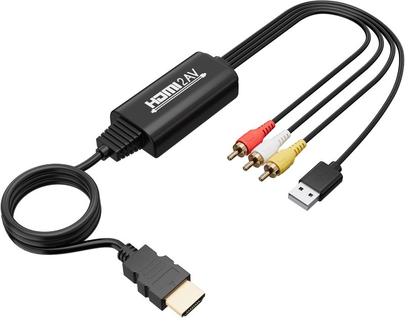 Photo 1 of Adoreen Unidirectional HDMI to 3 RCA Converter Cable 6 Ft, 1080P Composite CVBS AV Audio Video Adapter with USB Power Supports PAL/NTSC for Old TV Apple Android Box, Roku, PC, DVD-NOT RCA to HDMI
