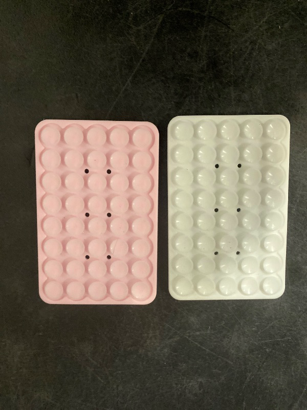 Photo 1 of 2 Pack Silicone Adhesive Suction Cup Phone Case Mount, Non Slip Sticky Phone Grip for Cellphones, Strong Grip Holder for Selfies & Videos (LightPink&White)