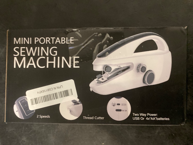 Photo 1 of Handheld Sewing Machine, Portable Electric Mini Sewing Machine Two Speeds Manual Small Hand Held Sewing Device, Quick Repairs Stitching Kit for Beginners Adults DIY Home Travel