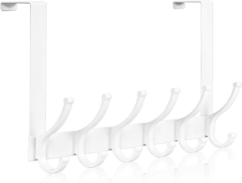 Photo 1 of Over The Door Hooks, Door Hanger Hooks for Hanging, Over The Doors Towel Racks for Bathroom, Coat Rack Dorm Room Essentials (1Pack, White)