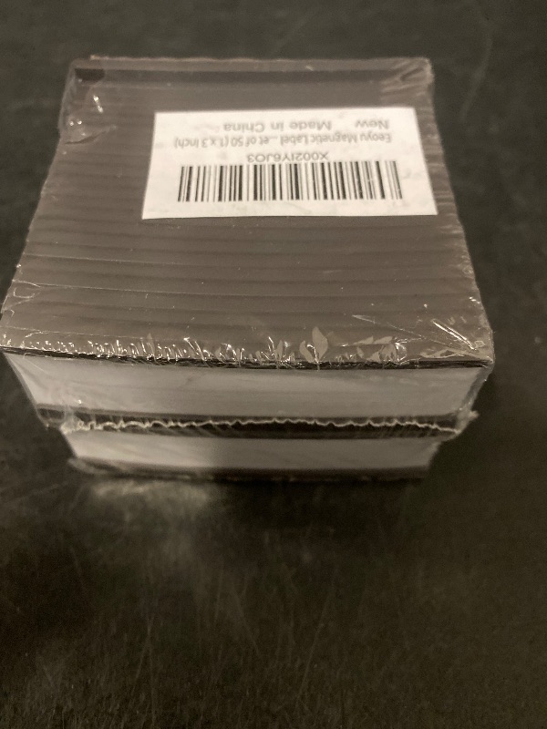 Photo 1 of Magnetic Label Holders with Magnets Magnetic Data Card Holders with Clear Plastic Protectors for Metal Shelf, Whiteboard, Set of 50 (1 x 3 Inch)