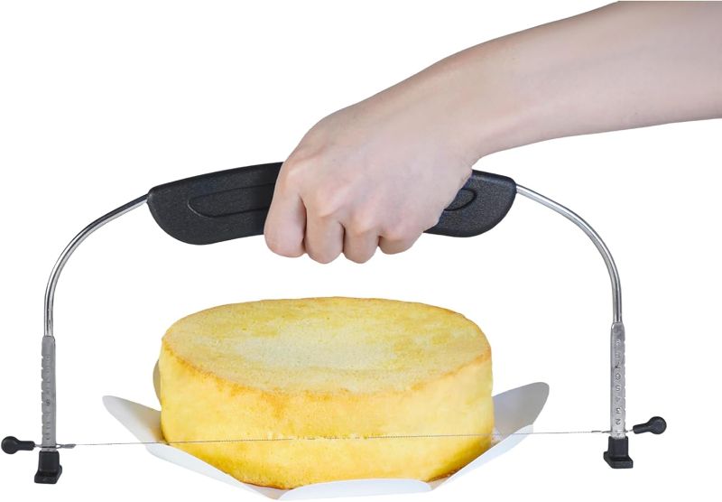 Photo 1 of Adjustable Cake LevCake Cutter Slicer Leveler, 9 Different Height Premium Food Grade Stainless Steel Double Wires Cake Cutter/Slicer/Adjustable Cake Leveler for Leveling and Molding (black)