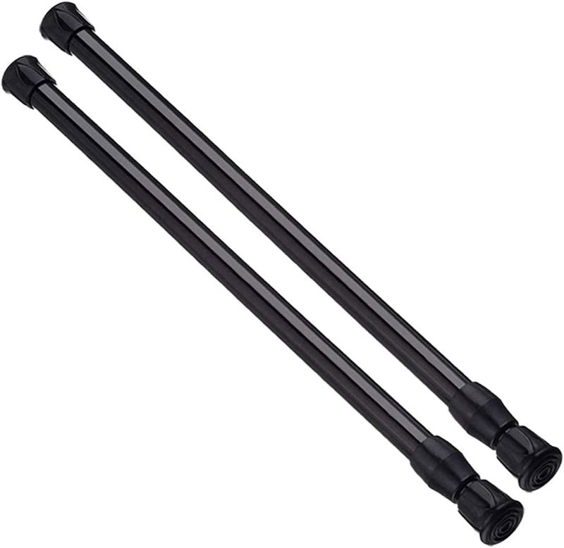 Photo 1 of AIZESI Spring Tension Curtain Rods Short Tension Rod (Black,17" to 28"-2Pcs)