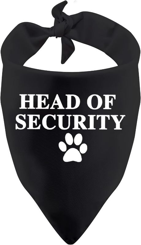 Photo 1 of 1 Piece Head of Security Dog Bandana Dog Parent Gift Security Dog Bandana (Head of Security Black)