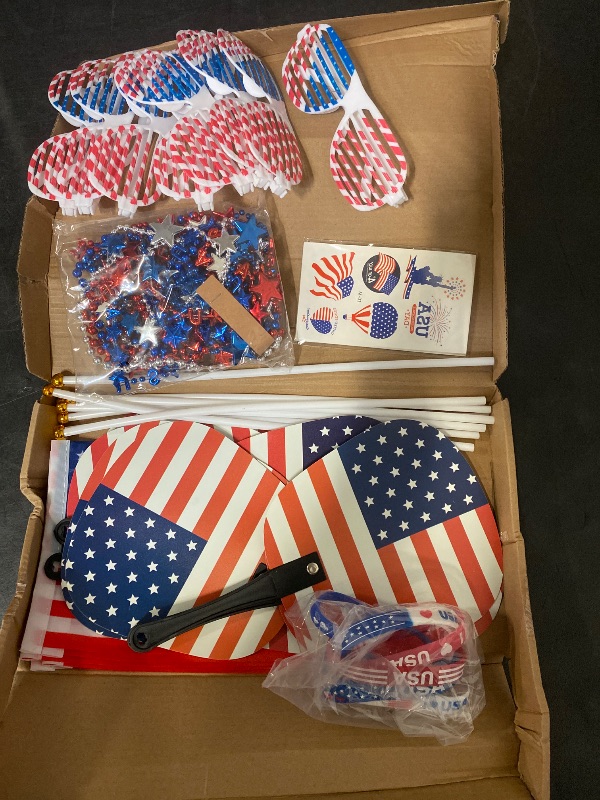Photo 1 of 4th/Fourth of July Patriotic Accessories USA Veterans Day Decorations Set - Memorial Day Patriotic Party American Patriotic Design Flag Pinwheel Shutter Glasses Shades for Party Props, Decoration