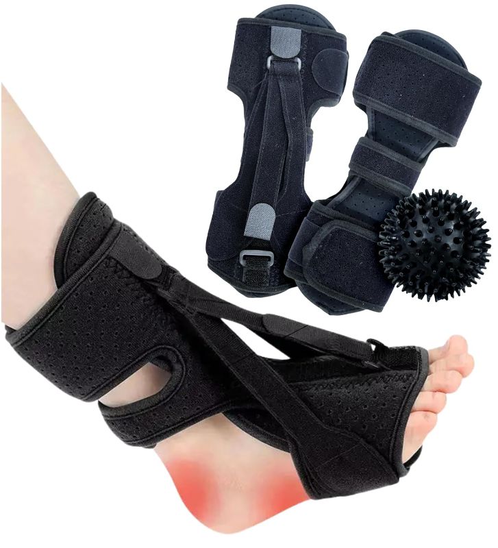 Photo 1 of Plantar Fasciitis Night Splint for Women & Men – Soft Adjustable Foot Brace for Heel and Arch Pain Relief – Includes Massage Ball