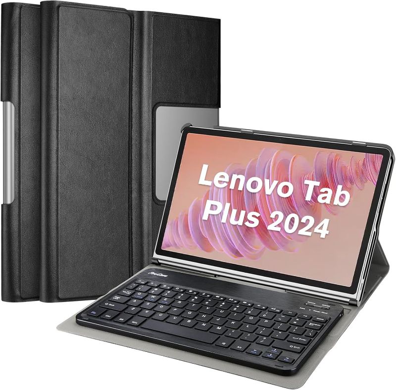 Photo 1 of ProCase Case with Keyboard for Lenovo Tab Plus 11.5 Inch 2024, PU Leather Case with Magnetically Detachable Wireless Keyboard for 11.5" Lenovo Tab Plus 2024 Release -Black