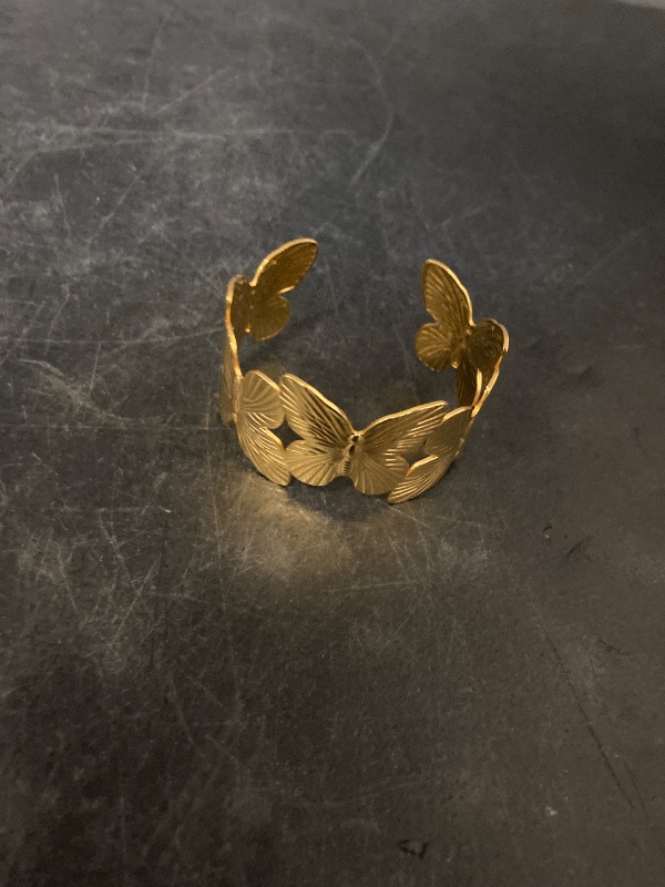 Photo 1 of Chunky Gold Cuff Bracelets for Women Vintage Gold Flower Butterfly Bracelet Trendy Boho Wide Open Cuff Bangles Matte Statement Bracelet