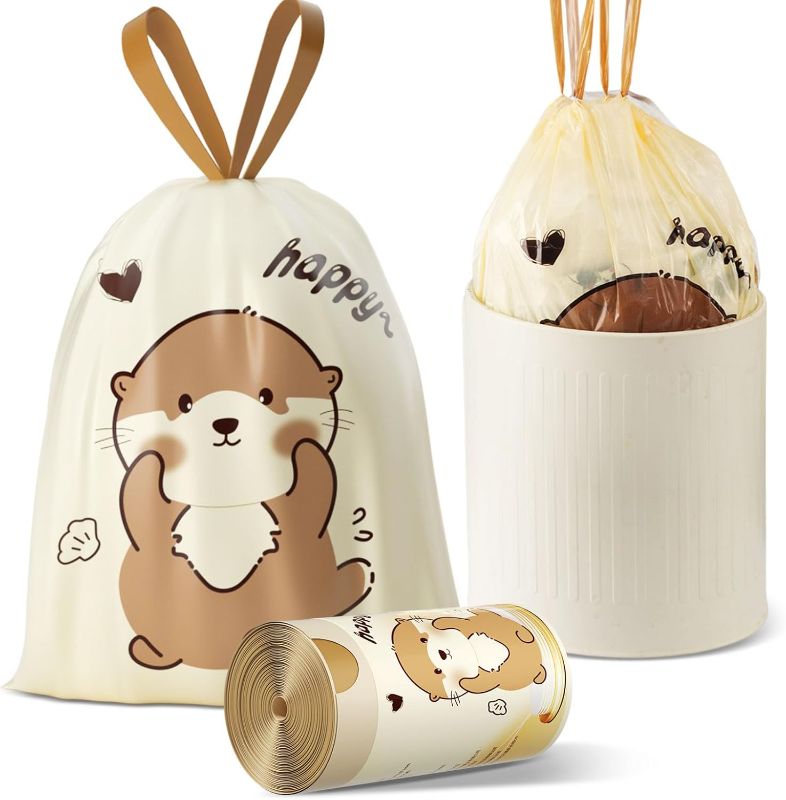 Photo 1 of 8 Gallon Trash Bags with Otters Printed, Drawstring Medium Garbage Bags, Tear-Resistant & Odor-Control Kitchen/Bathroom Trash Can Liners, Trash Bags 8 Gallon Drawstring with Secure Tie, 55 Counts