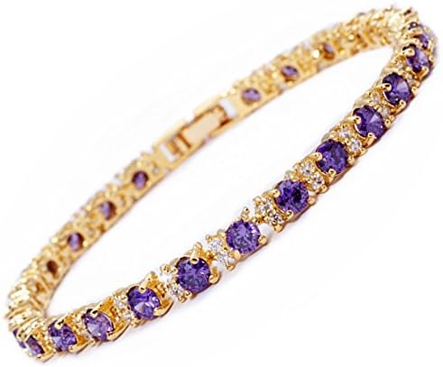 Photo 1 of RIZILIA Eternity Tennis Bracelet & Round Cut CZ in Yellow Gold Plated, 7"