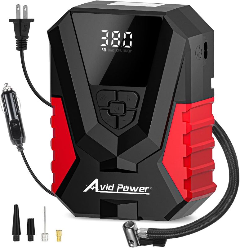 Photo 1 of AVID POWER Tire Inflator Portable Air Compressor AC/DC, Automatic Tire Inflator with Gauge, 12V, 110V Small Air Compressor, Portable Air pump for Car Tires, Bikes, Motorcycles, Small inflatables